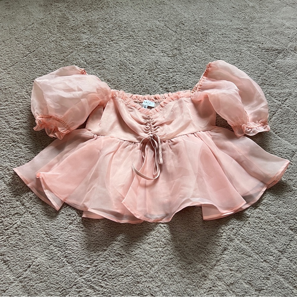 NWOT Mable‎ Babydoll Puff Sleeve Top Babydoll Preppy Coquette Tea Party Sz M